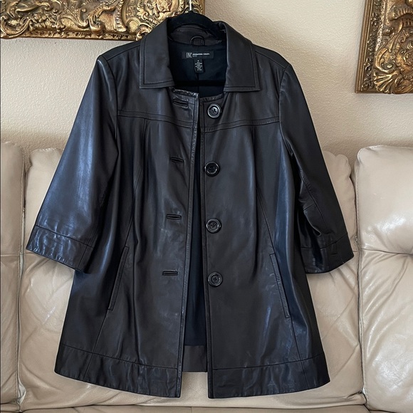 INC International Concepts Jackets & Blazers - INC International Concepts Black Lamb Leather Jacket 3/4 Length Sleeves M
